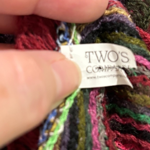 Two's Company Autumnal Season Multicolor Striped Layered Knit Scarf, 78" x 12" - Picture 5 of 7